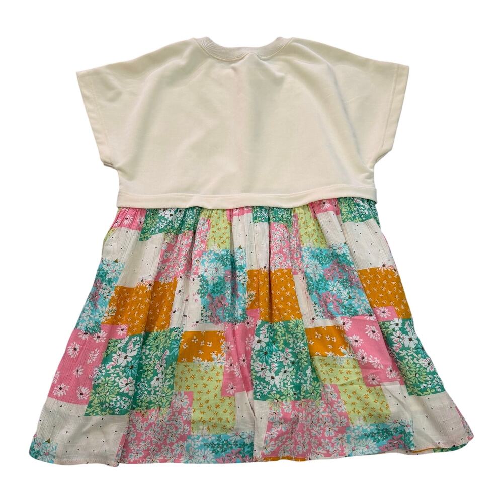 In February Cream Patchwork Floral Mixed Media Mini Dress Women's Small - Picture 3 of 14